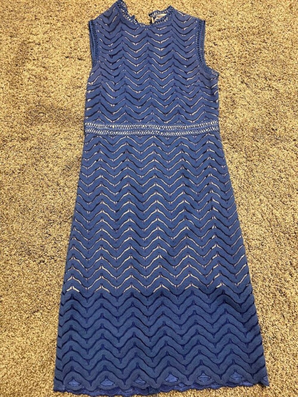 Chelsea28 Nordstrom Cobalt Blue Wave Chevron Lace Sheath Cocktail Dress Size M